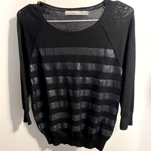 Karen Millen black sequin light jumper sweater size M - Picture 2 of 4
